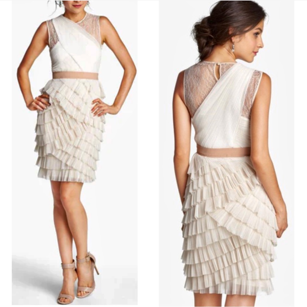 Bcbgmaxazria Tiered Ruffle Mesh Dres